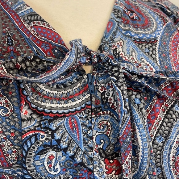 Vintage‎ Paisley Maxi Dress Women’s XL Shift V-Neck Short Sleeve Retro Cottage - Picture 4 of 10
